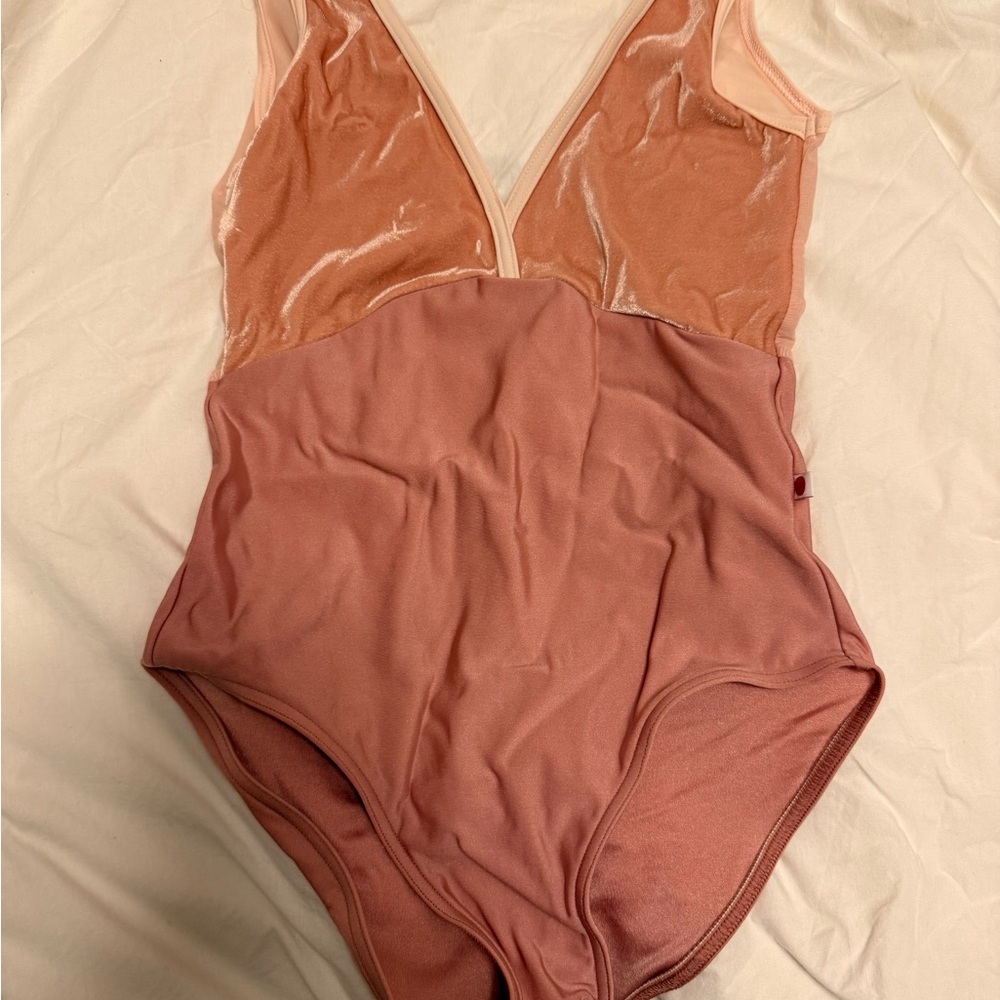 Yumiko Alicia Velvet and mesh Pink Leotard